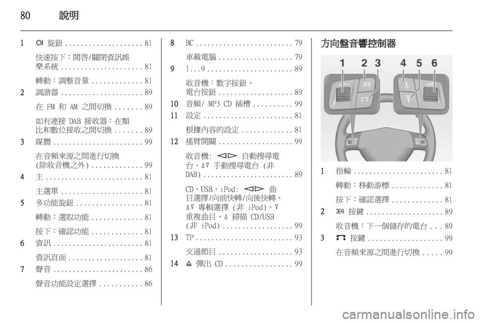 OPEL CORSA 2013  車載資訊娛樂系統手冊 (in Taiwanese) 