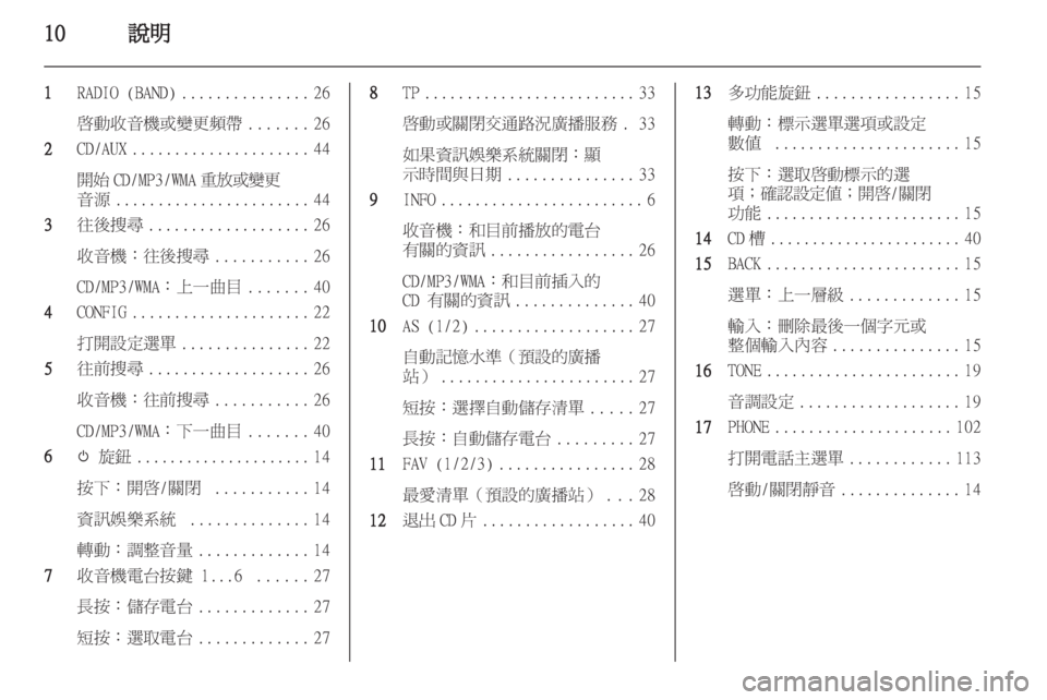 OPEL INSIGNIA 2013.5  車載資訊娛樂系統手冊 (in Taiwanese) 