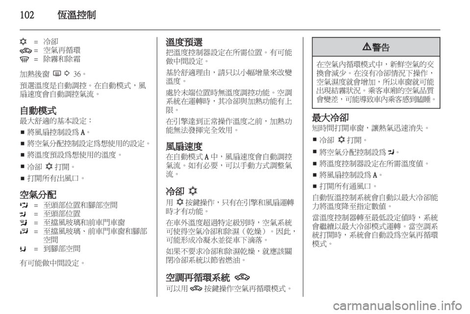 OPEL ZAFIRA 2012  車主手冊 (in Taiwanese) 