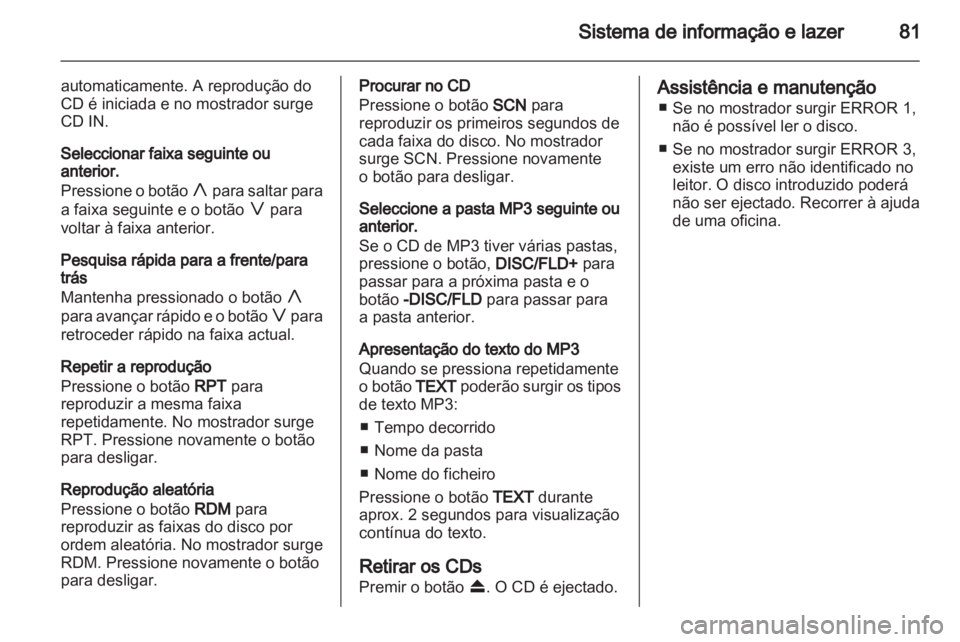 OPEL AGILA 2011  Manual de Instruções (in Portugues) 