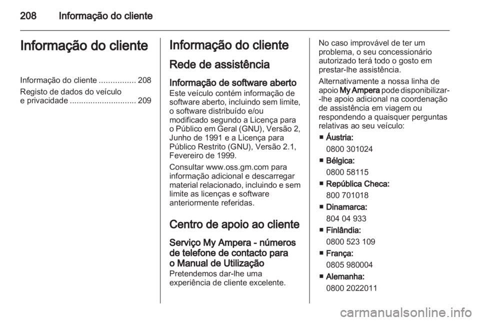 OPEL AMPERA 2012  Manual de Instruções (in Portugues) 