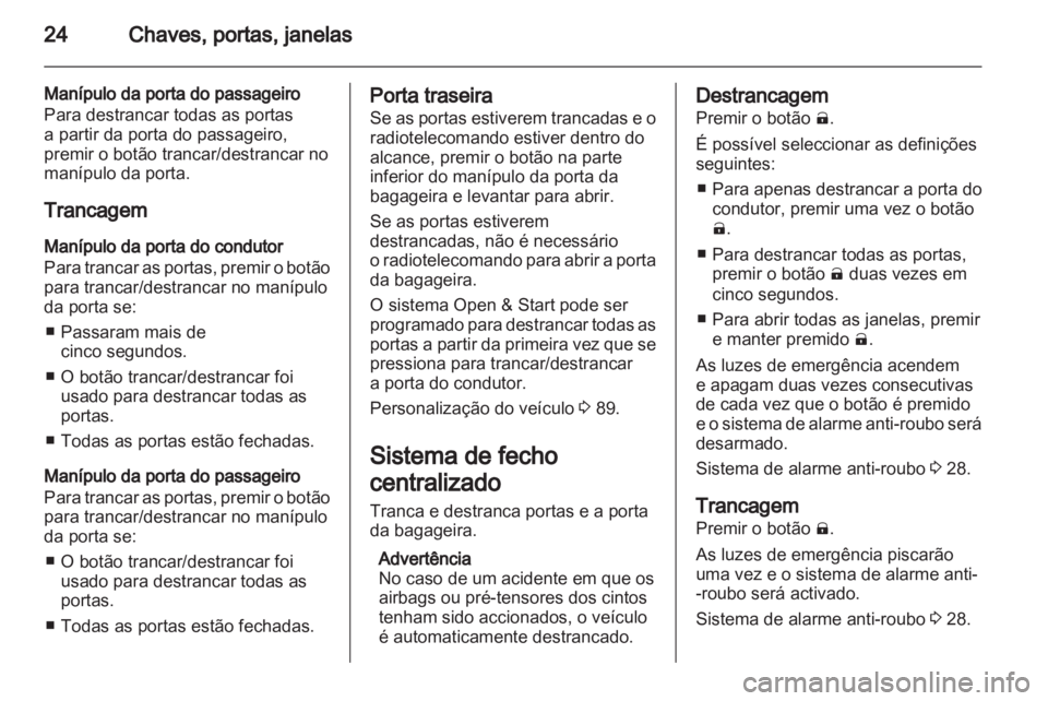 OPEL AMPERA 2012  Manual de Instruções (in Portugues) 