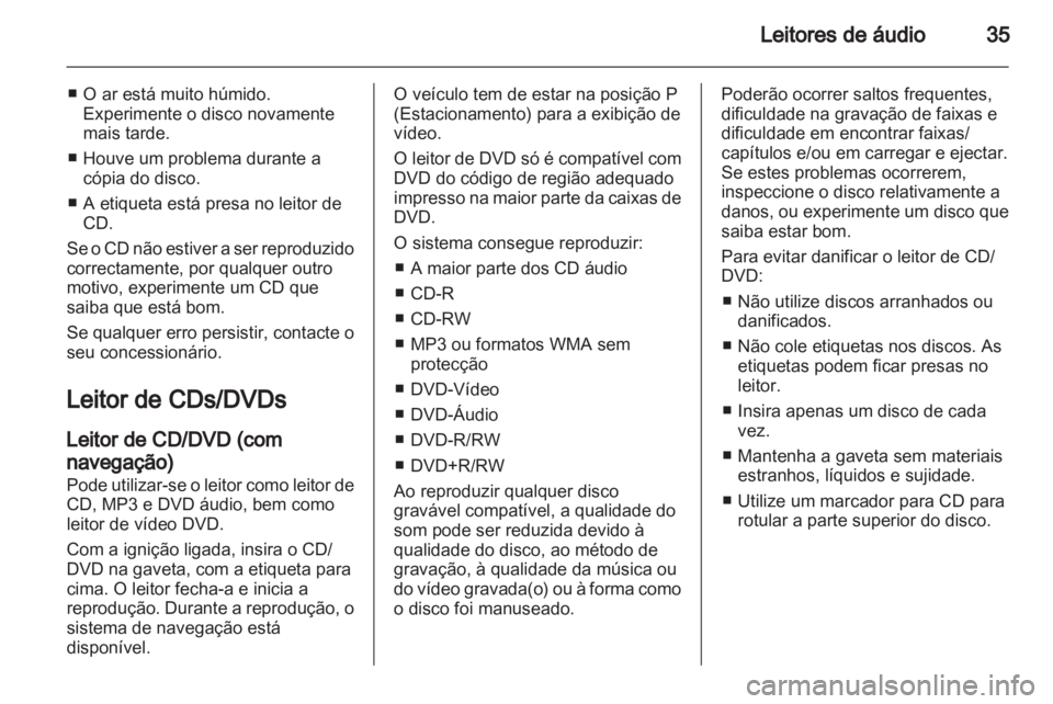 OPEL AMPERA 2013  Manual de Informação e Lazer (in Portugues) 