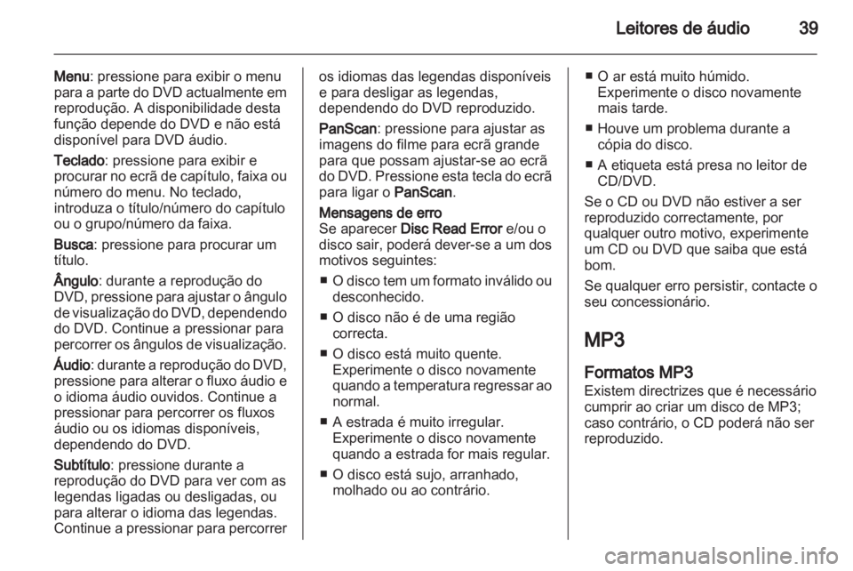 OPEL AMPERA 2013  Manual de Informação e Lazer (in Portugues) 