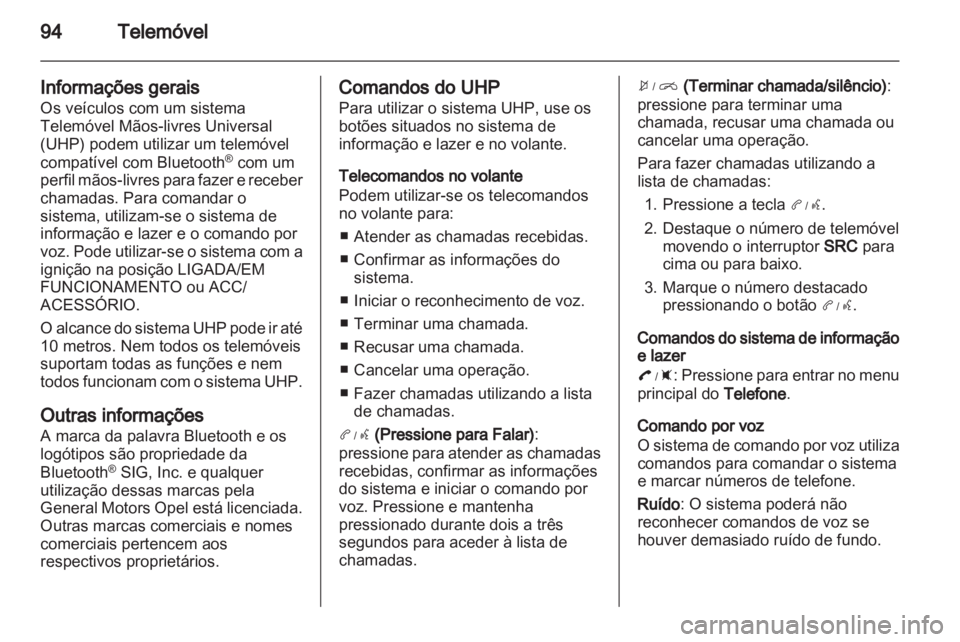 OPEL AMPERA 2013  Manual de Informação e Lazer (in Portugues) 