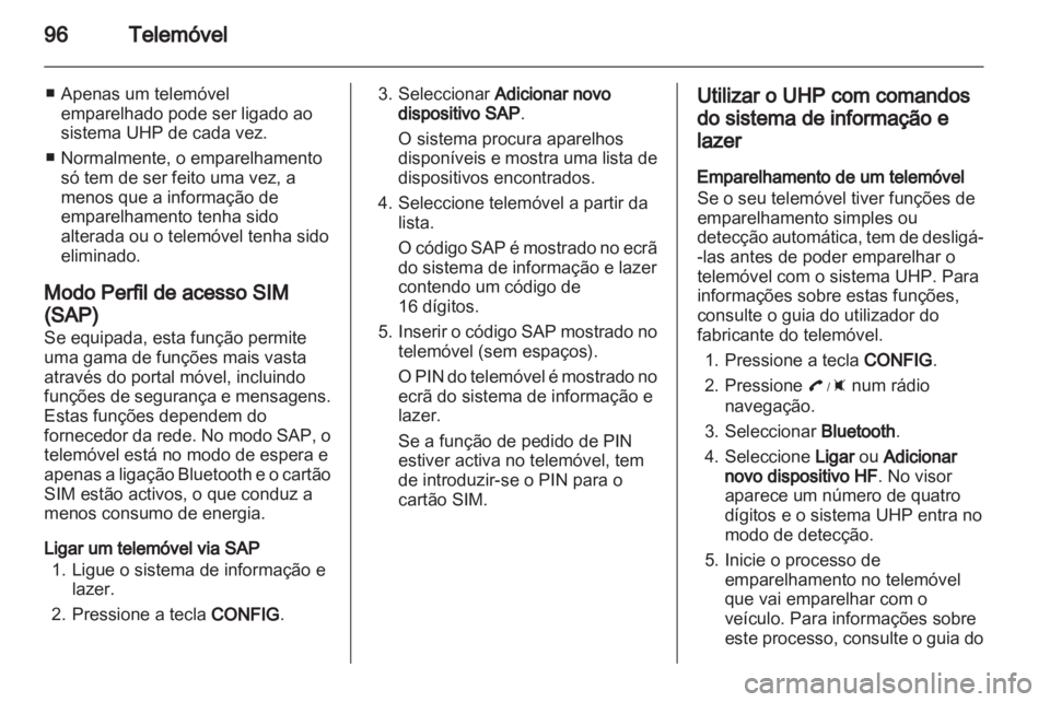 OPEL AMPERA 2013  Manual de Informação e Lazer (in Portugues) 