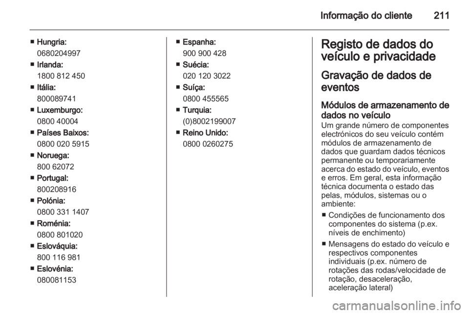 OPEL AMPERA 2013  Manual de Instruções (in Portugues) 