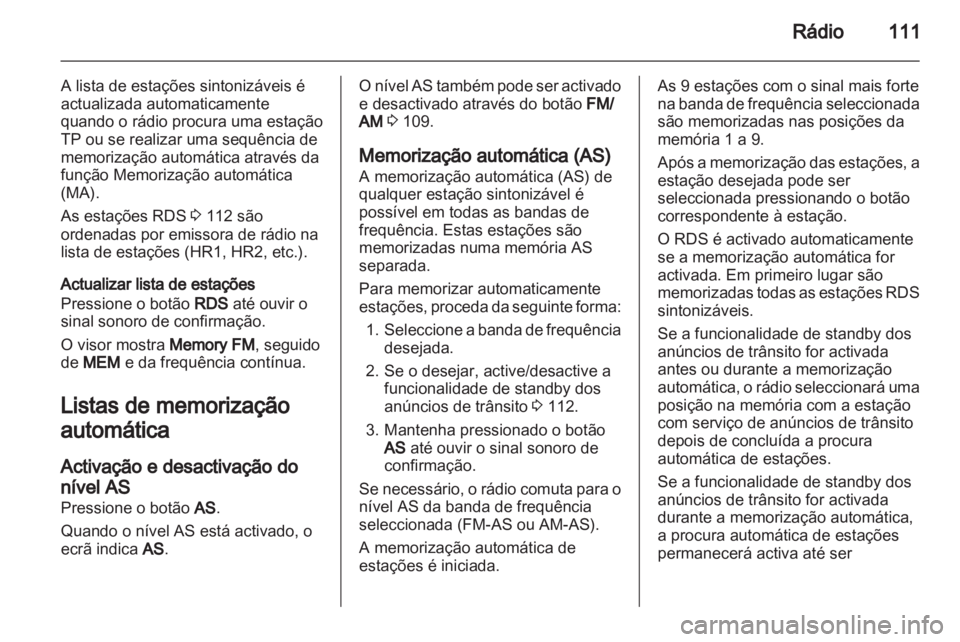 OPEL ANTARA 2012  Manual de Informação e Lazer (in Portugues) 