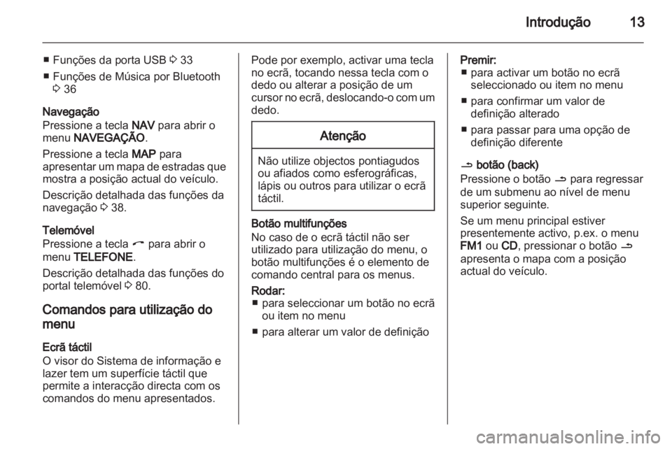 OPEL ANTARA 2013  Manual de Informação e Lazer (in Portugues) 