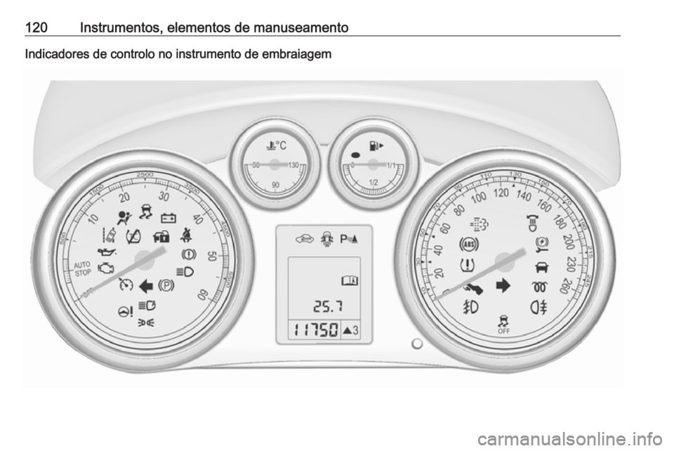 OPEL ASTRA J 2016.5  Manual de Instruções (in Portugues) 120Instrumentos, elementos de manuseamentoIndicadores de controlo no instrumento de embraiagem 
