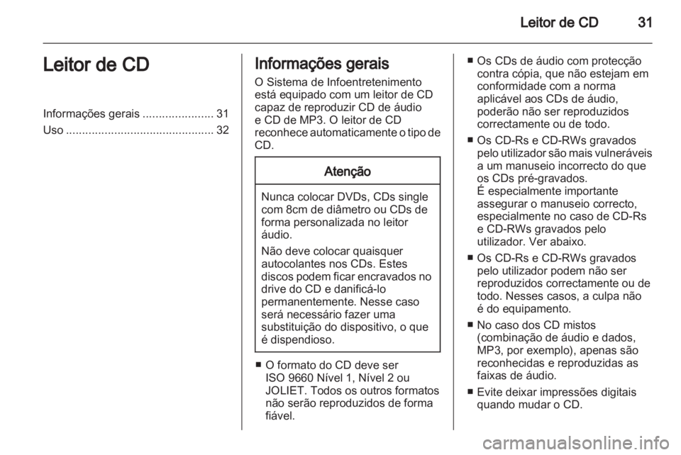 OPEL COMBO 2011  Manual de Informação e Lazer (in Portugues) 
