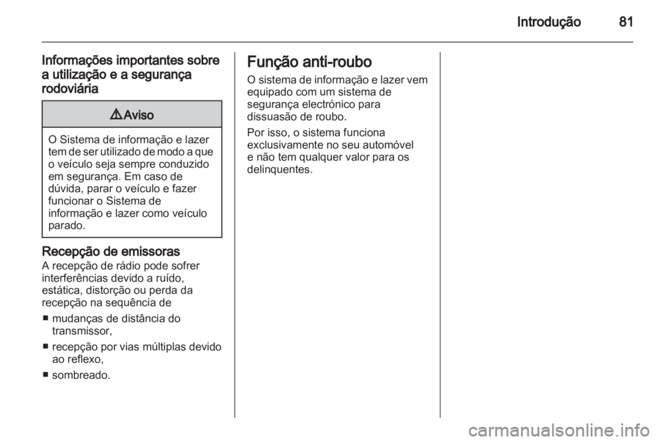 OPEL COMBO 2011  Manual de Informação e Lazer (in Portugues) 