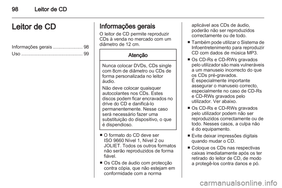 OPEL COMBO 2011  Manual de Informação e Lazer (in Portugues) 