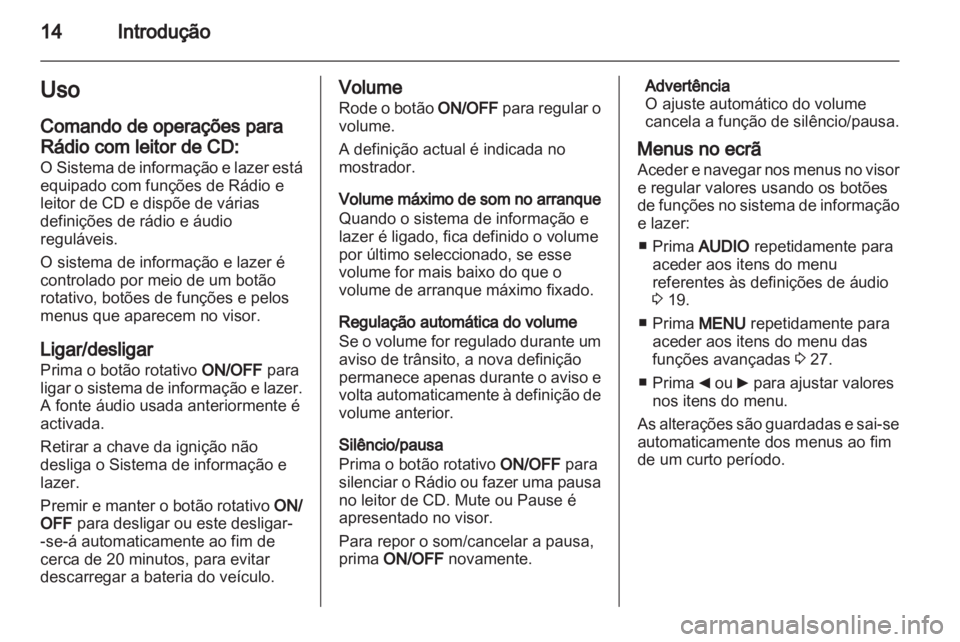 OPEL COMBO D 2013  Manual de Informação e Lazer (in Portugues) 