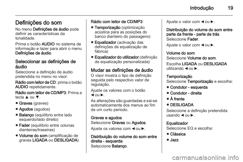 OPEL COMBO D 2013  Manual de Informação e Lazer (in Portugues) 