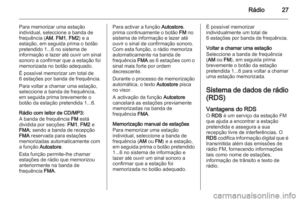 OPEL COMBO D 2013  Manual de Informação e Lazer (in Portugues) 