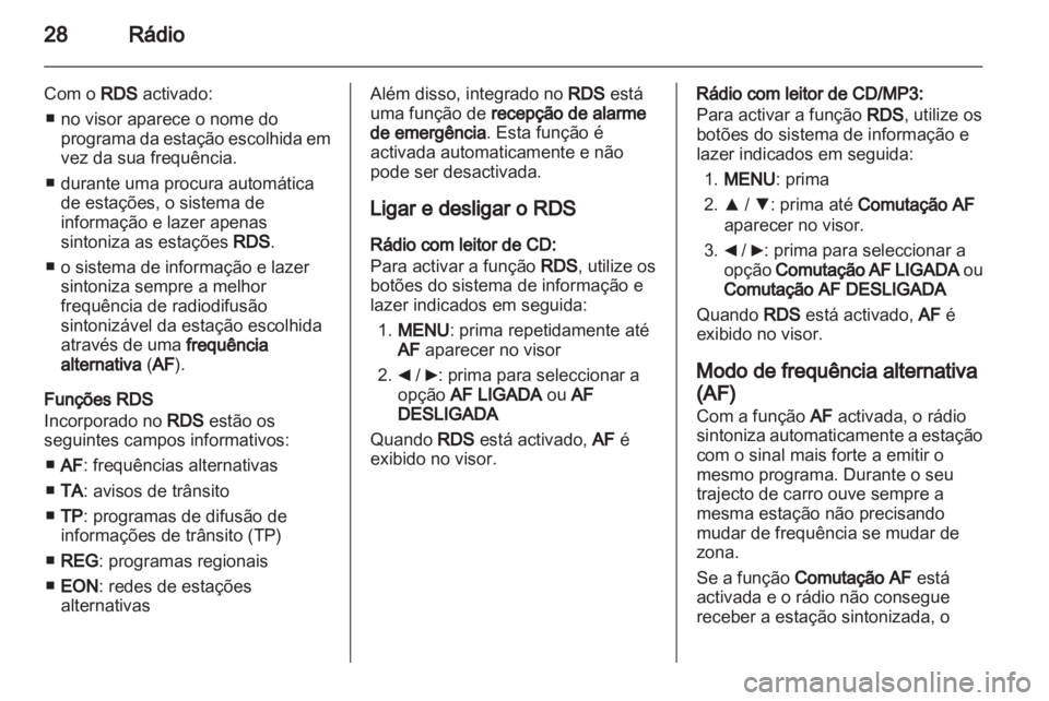 OPEL COMBO D 2013  Manual de Informação e Lazer (in Portugues) 