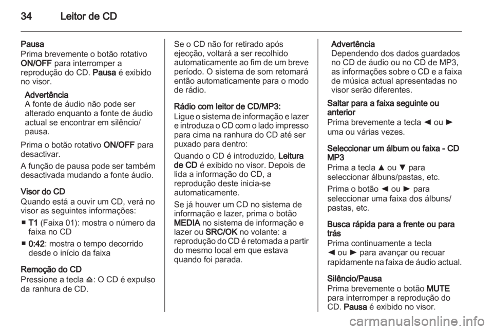 OPEL COMBO D 2013  Manual de Informação e Lazer (in Portugues) 
