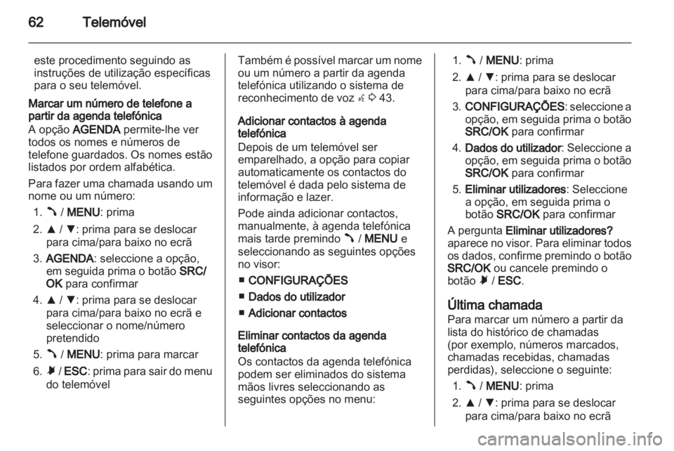 OPEL COMBO D 2013  Manual de Informação e Lazer (in Portugues) 