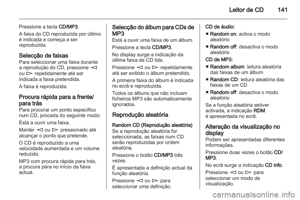 OPEL CORSA 2011  Manual de Informação e Lazer (in Portugues) 