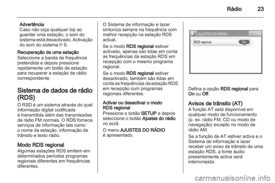 OPEL CORSA 2011  Manual de Informação e Lazer (in Portugues) 