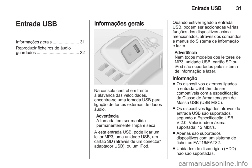 OPEL CORSA 2011  Manual de Informação e Lazer (in Portugues) 