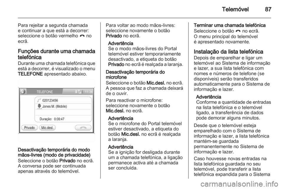 OPEL CORSA 2011  Manual de Informação e Lazer (in Portugues) 