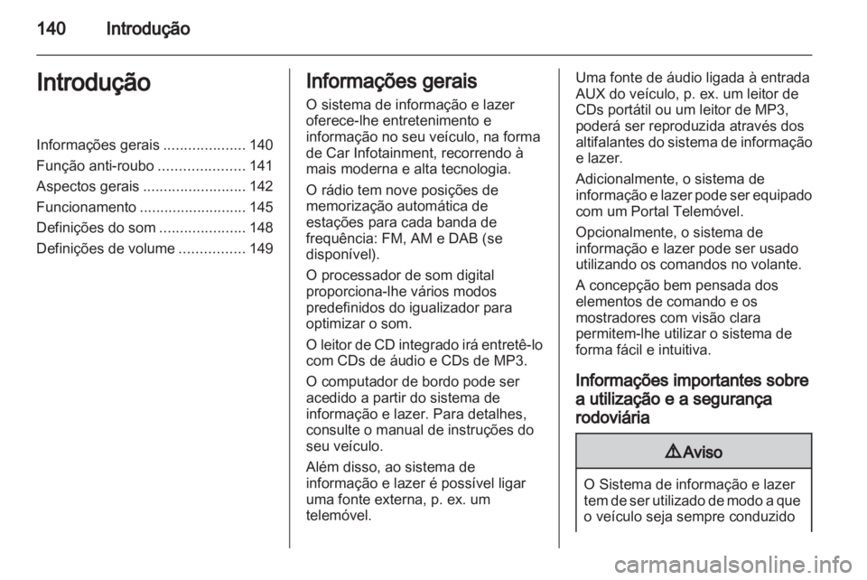 OPEL CORSA 2013  Manual de Informação e Lazer (in Portugues) 