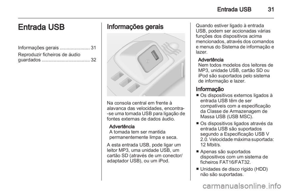 OPEL CORSA 2013  Manual de Informação e Lazer (in Portugues) 