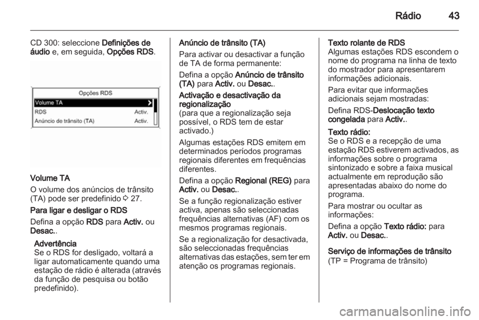 OPEL MERIVA 2013.5  Manual de Informação e Lazer (in Portugues) 