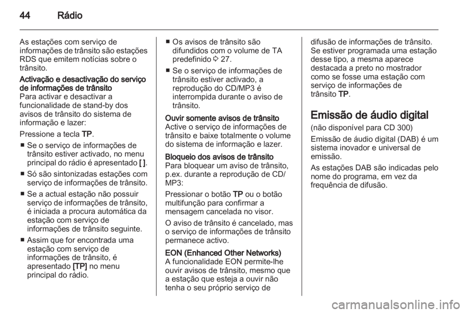 OPEL MERIVA 2013.5  Manual de Informação e Lazer (in Portugues) 