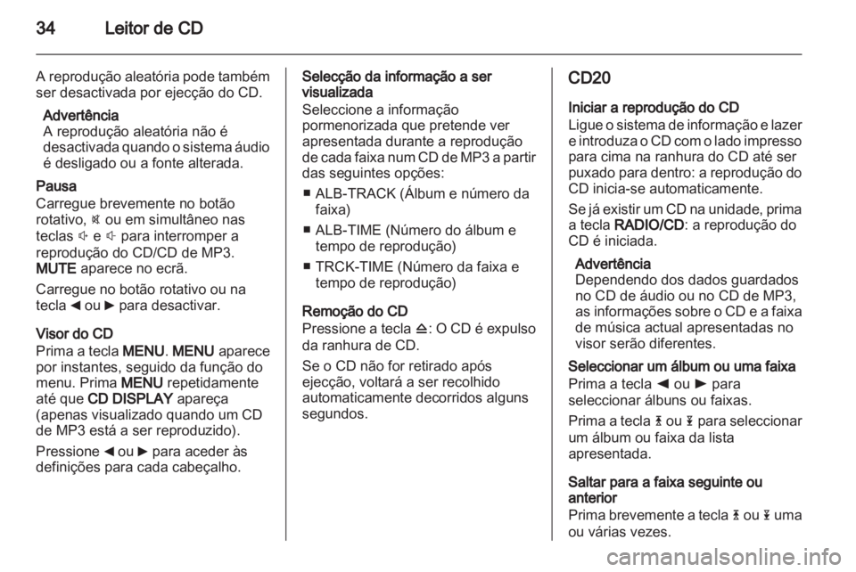 OPEL MOVANO_B 2012  Manual de Informação e Lazer (in Portugues) 