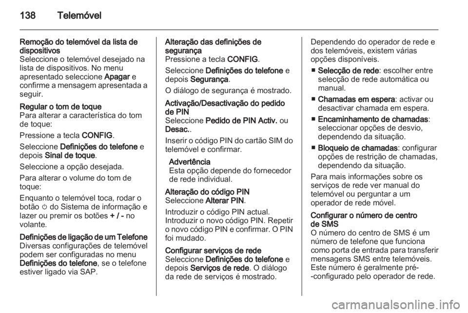 OPEL ZAFIRA C 2013  Manual de Informação e Lazer (in Portugues) 
