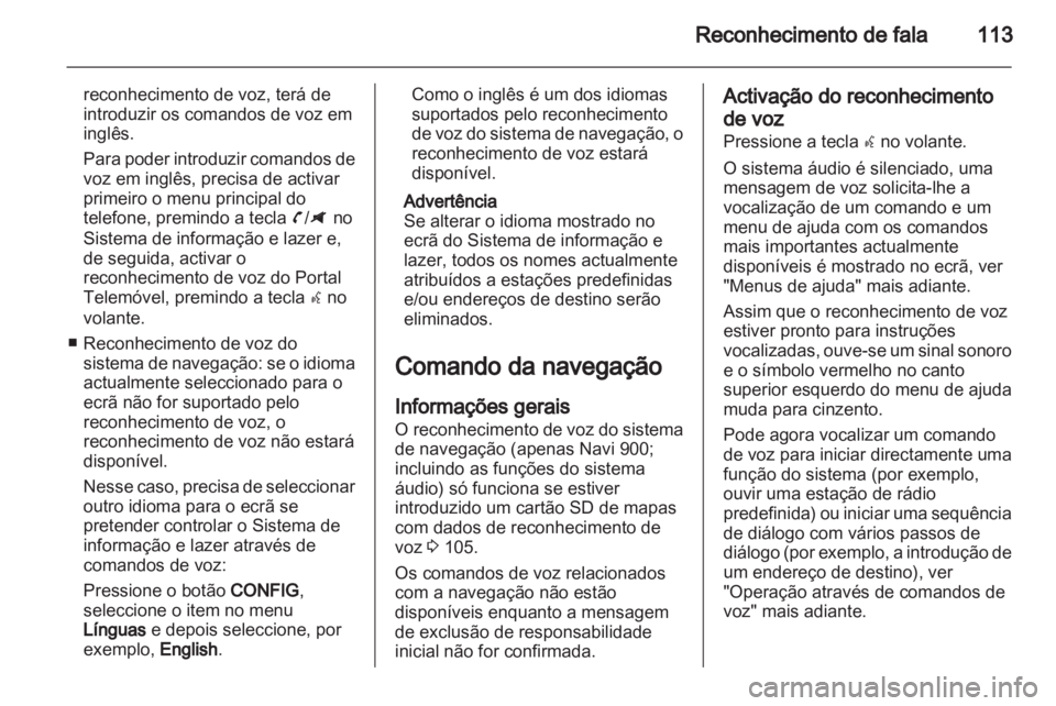 OPEL ZAFIRA C 2013.5  Manual de Informação e Lazer (in Portugues) 
