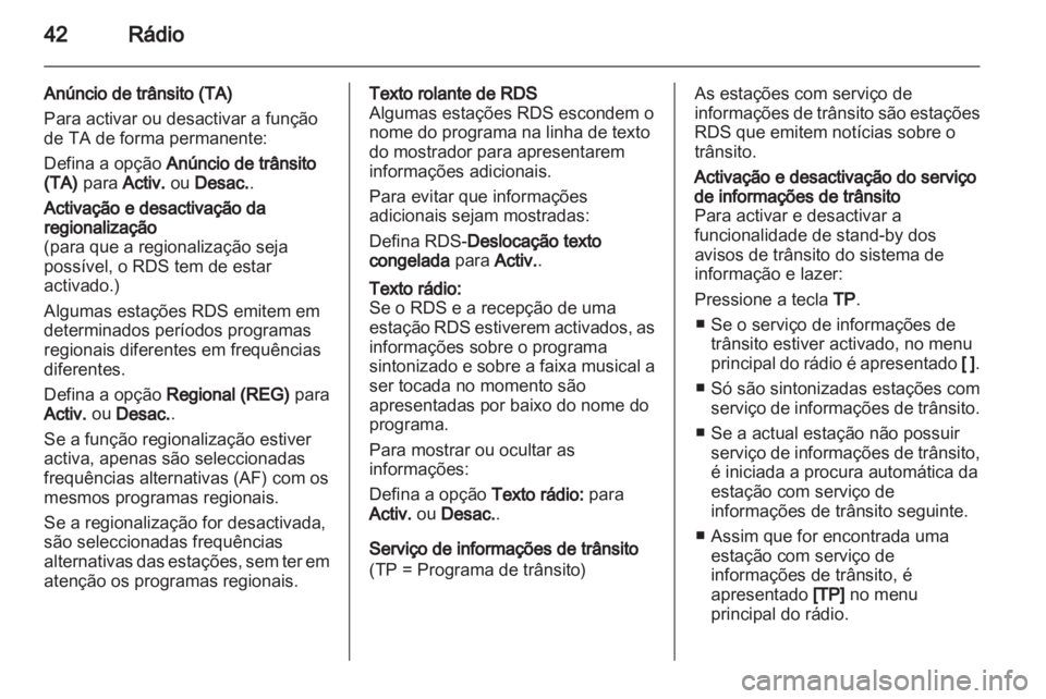 OPEL ZAFIRA C 2013.5  Manual de Informação e Lazer (in Portugues) 