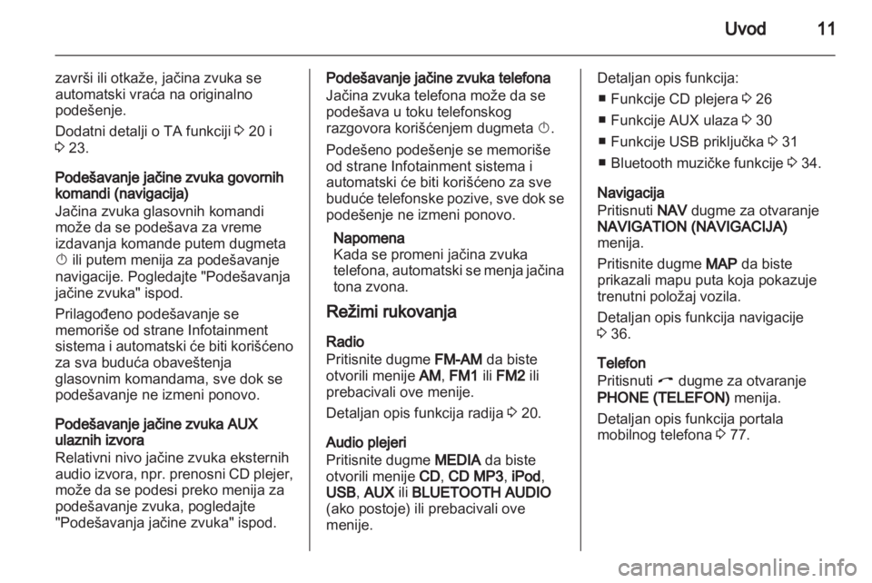 OPEL ANTARA 2012  Uputstvo za rukovanje Infotainment sistemom (in Serbian) 