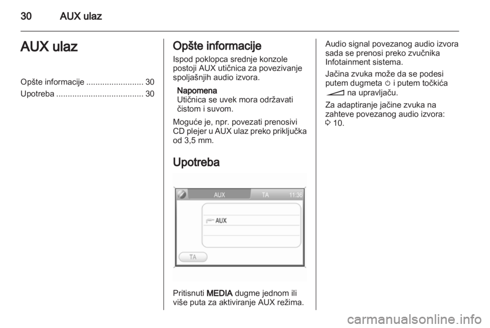 OPEL ANTARA 2012  Uputstvo za rukovanje Infotainment sistemom (in Serbian) 