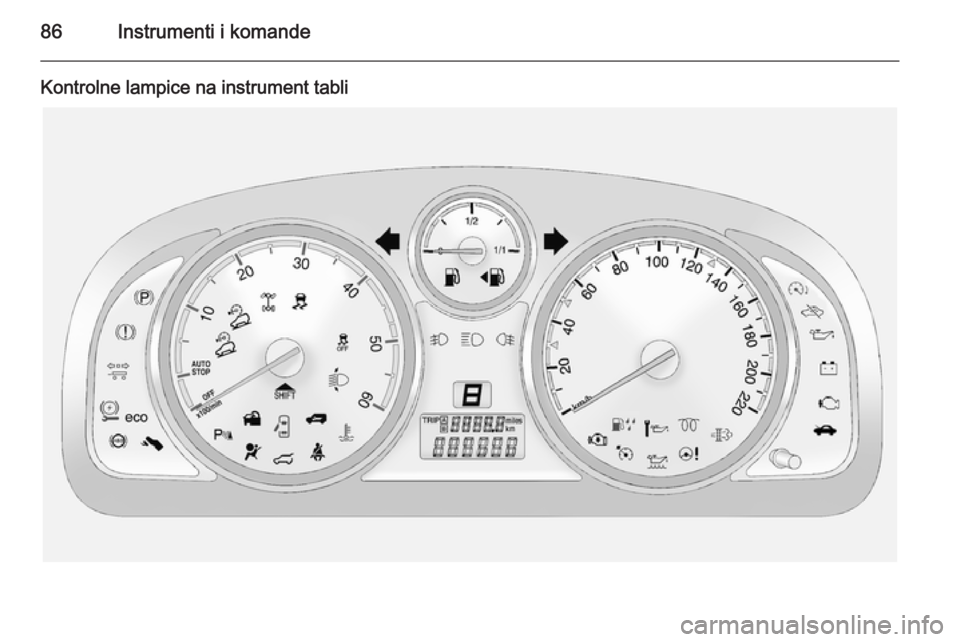 OPEL ANTARA 2014.5  Uputstvo za upotrebu (in Serbian) 86Instrumenti i komande
Kontrolne lampice na instrument tabli 