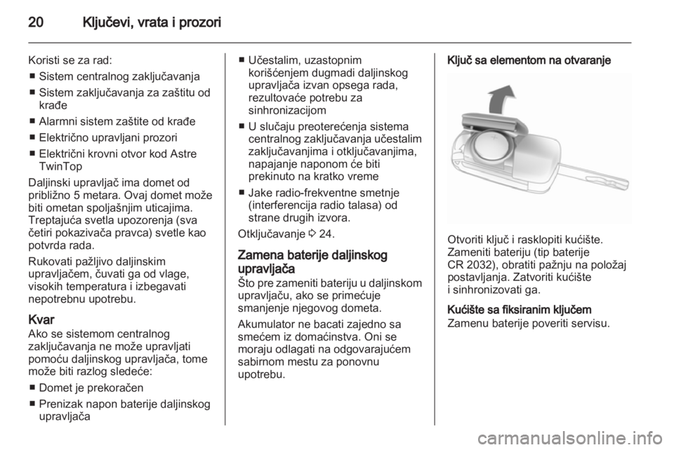 OPEL ASTRA H 2010.5  Uputstvo za upotrebu (in Serbian) 