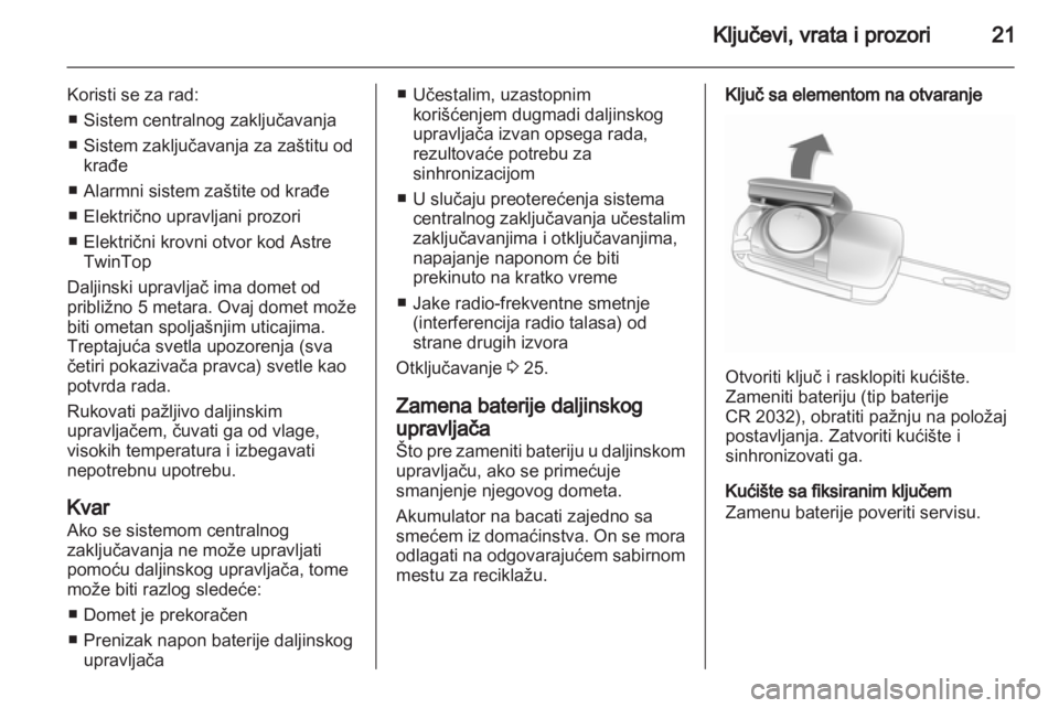 OPEL ASTRA H 2013  Uputstvo za upotrebu (in Serbian) 