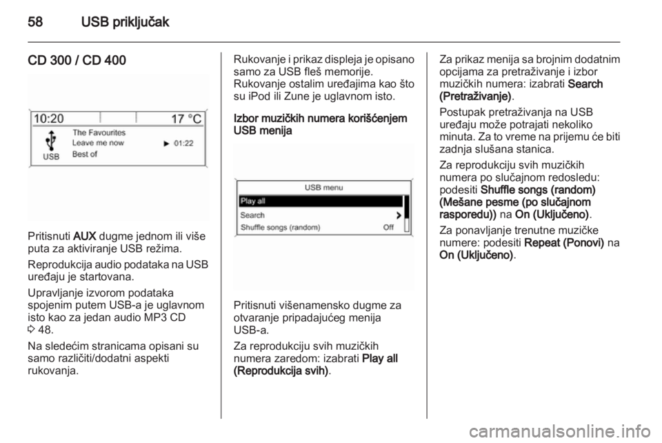 OPEL ASTRA J 2012  Uputstvo za rukovanje Infotainment sistemom (in Serbian) 