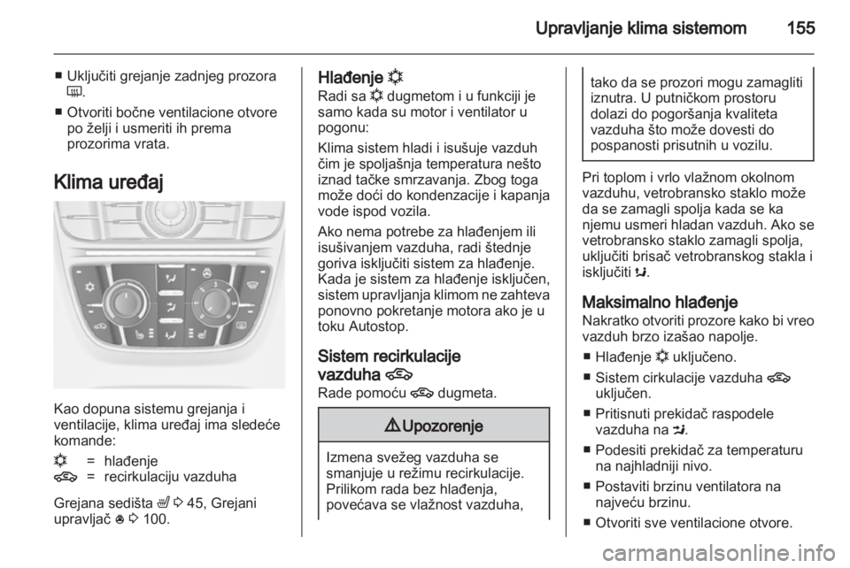 OPEL ASTRA J 2013  Uputstvo za upotrebu (in Serbian) 