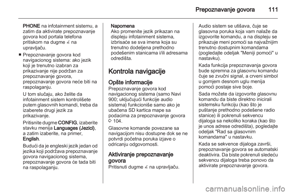 OPEL CASCADA 2013.5  Uputstvo za rukovanje Infotainment sistemom (in Serbian) 