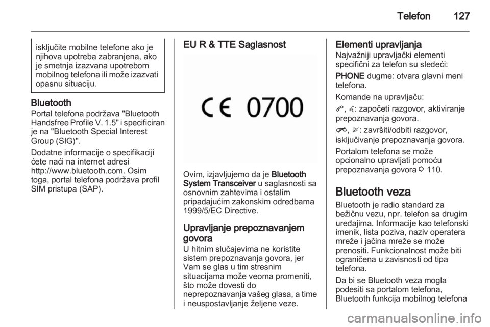 OPEL CASCADA 2013.5  Uputstvo za rukovanje Infotainment sistemom (in Serbian) 