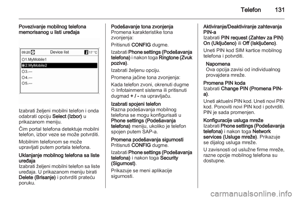 OPEL CASCADA 2013.5  Uputstvo za rukovanje Infotainment sistemom (in Serbian) 
