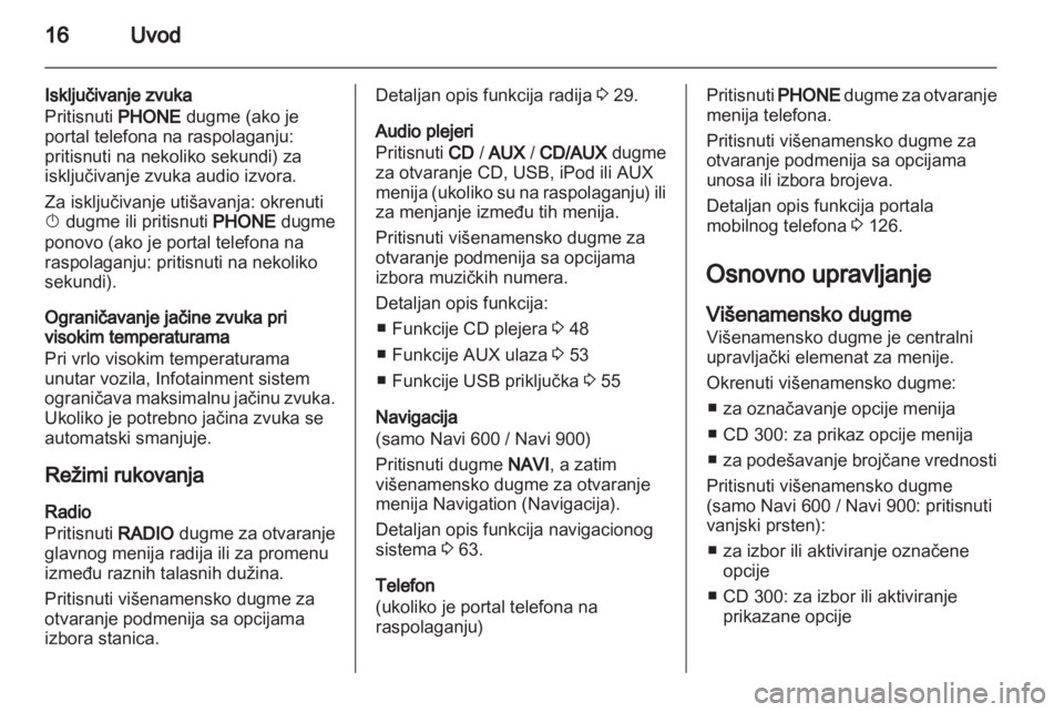 OPEL CASCADA 2013.5  Uputstvo za rukovanje Infotainment sistemom (in Serbian) 