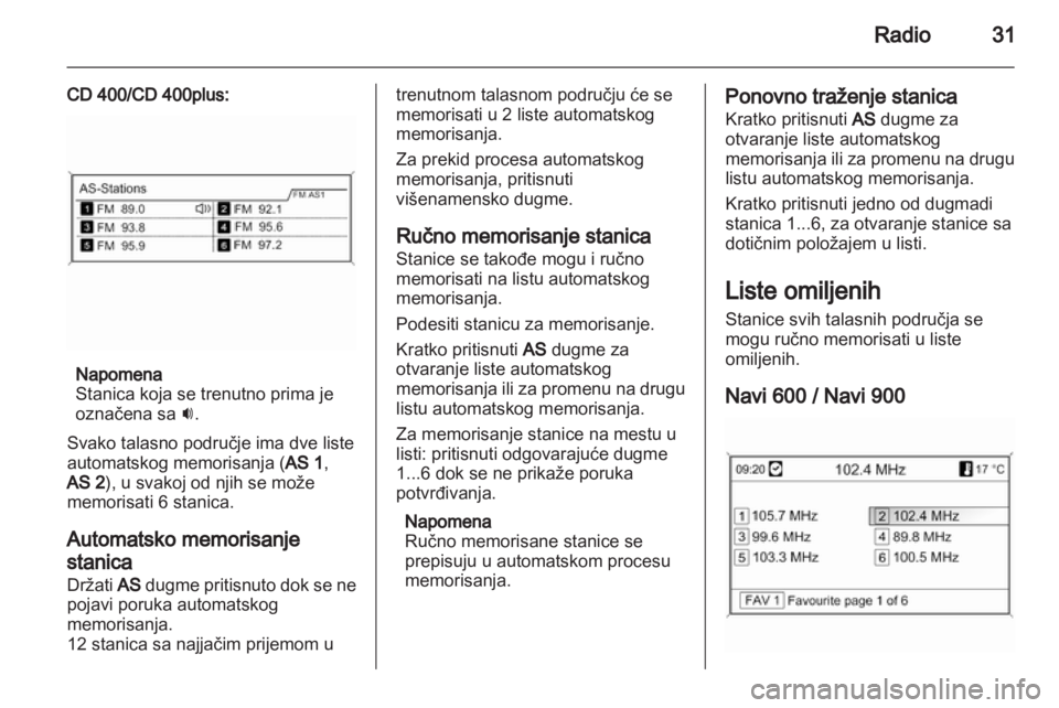 OPEL CASCADA 2013.5  Uputstvo za rukovanje Infotainment sistemom (in Serbian) 
