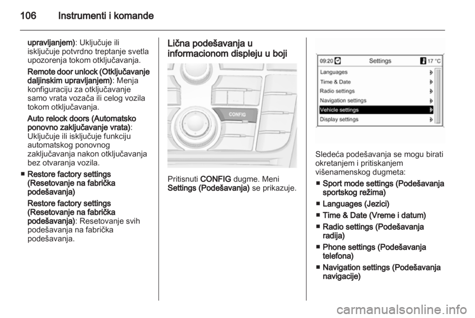 OPEL CASCADA 2013.5  Uputstvo za upotrebu (in Serbian) 