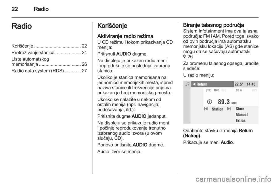 OPEL COMBO 2011  Uputstvo za rukovanje Infotainment sistemom (in Serbian) 