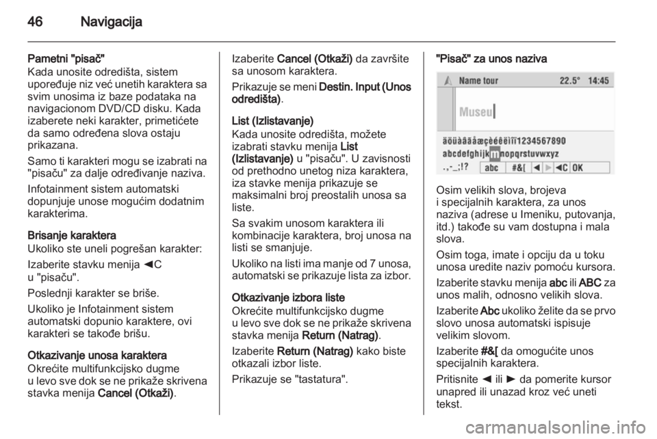 OPEL COMBO 2011  Uputstvo za rukovanje Infotainment sistemom (in Serbian) 